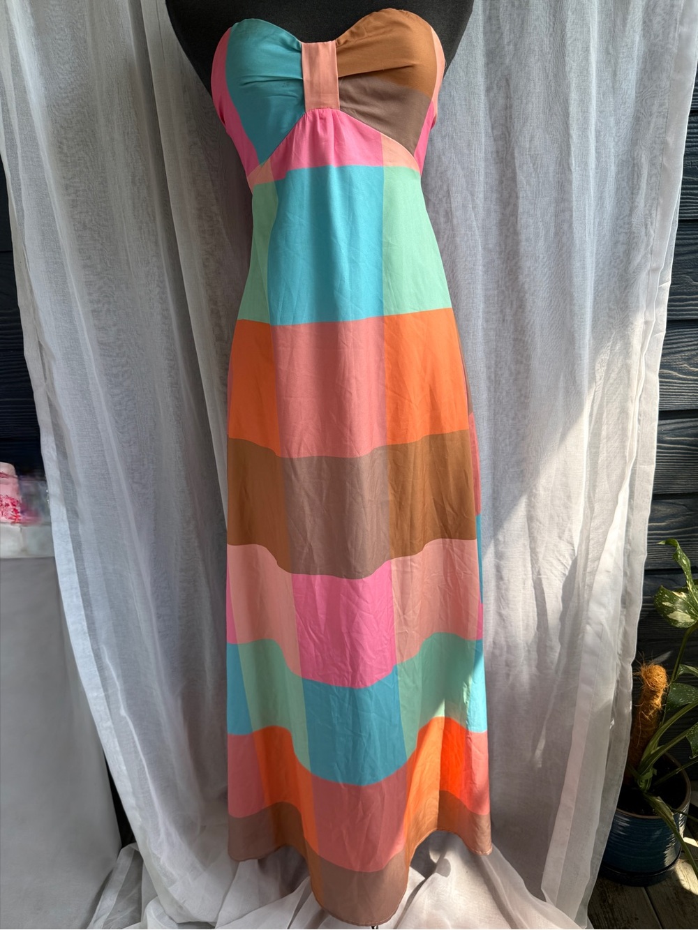 Fore Color Block Maxi Dress | Size Small | Long Dress | Colorful Casual Style
